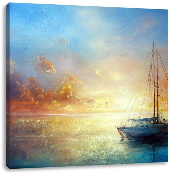 Pixxprint Schönes Gemälde eines Bootes, Leinwandbild Fabrik Onlineshop
