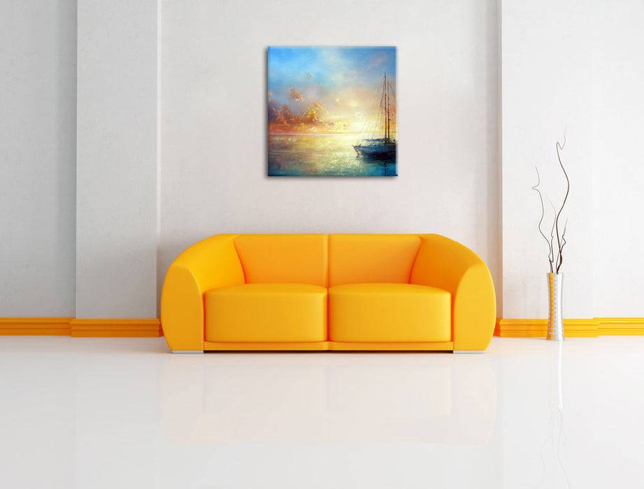 Pixxprint Schönes Gemälde eines Bootes, Leinwandbild Fabrik Onlineshop