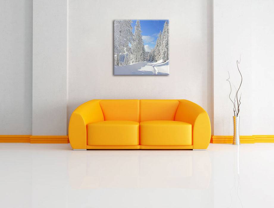Pixxprint Winterlandschaft Bäume, Leinwandbild Versandkostenfrei