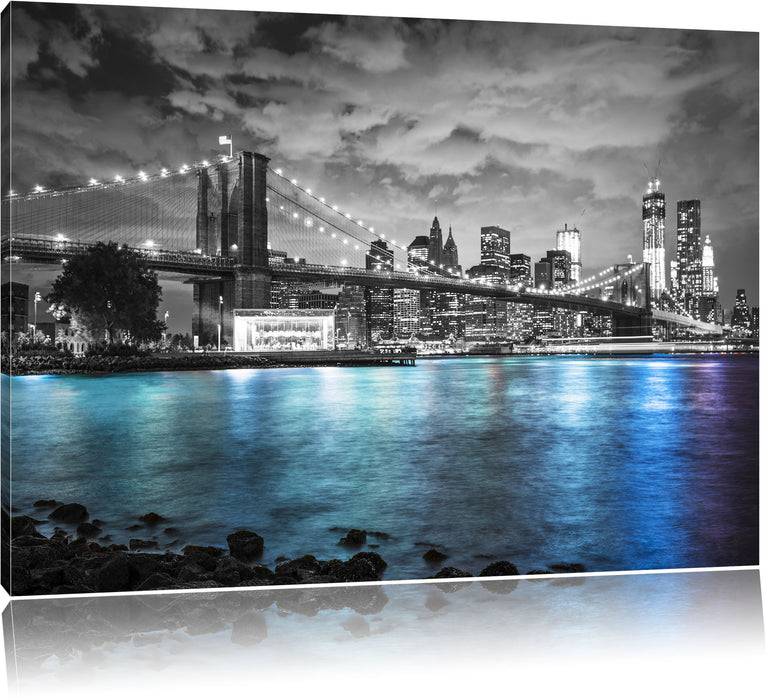 Pixxprint New York Skyline B&W, Leinwandbild