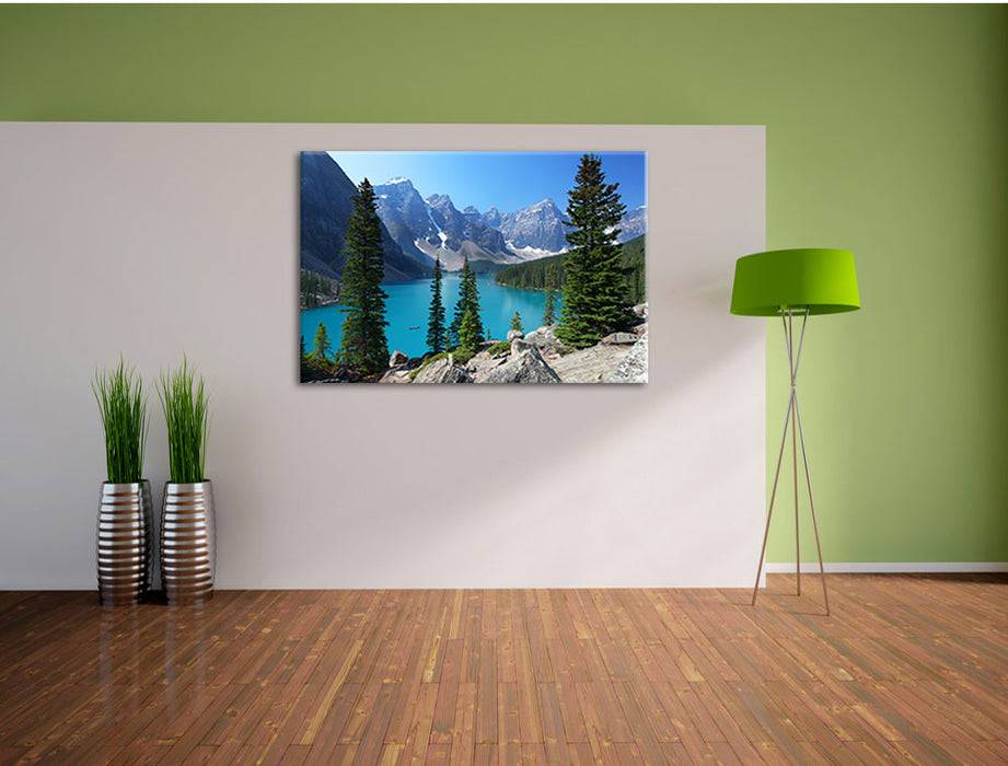 Pixxprint Moraine Lake kanadische Berge, Leinwandbild Black Friday