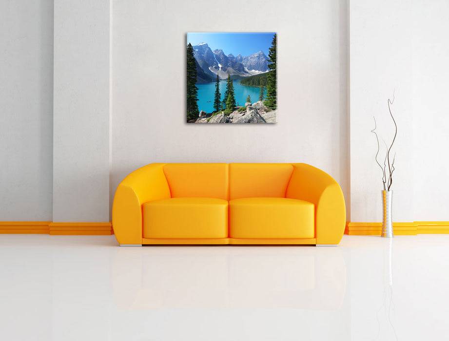 Pixxprint Moraine Lake kanadische Berge, Leinwandbild Black Friday
