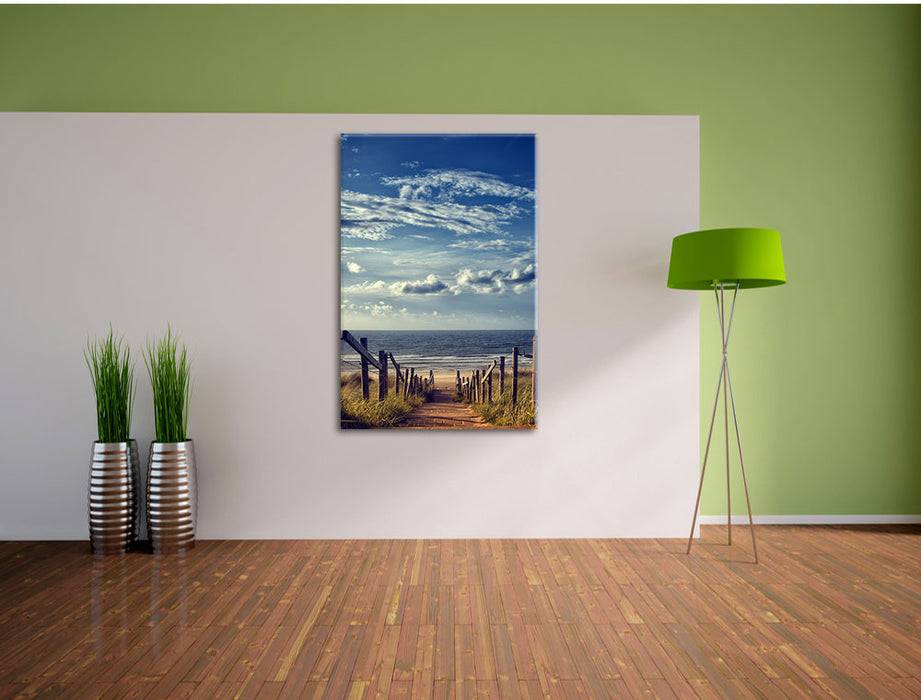 Pixxprint Weg zum Strand, Leinwandbild Discount Store für neue Produkte
