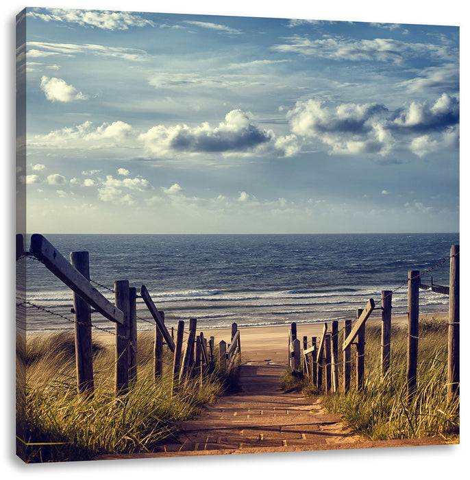 Pixxprint Weg zum Strand, Leinwandbild Discount Store für neue Produkte