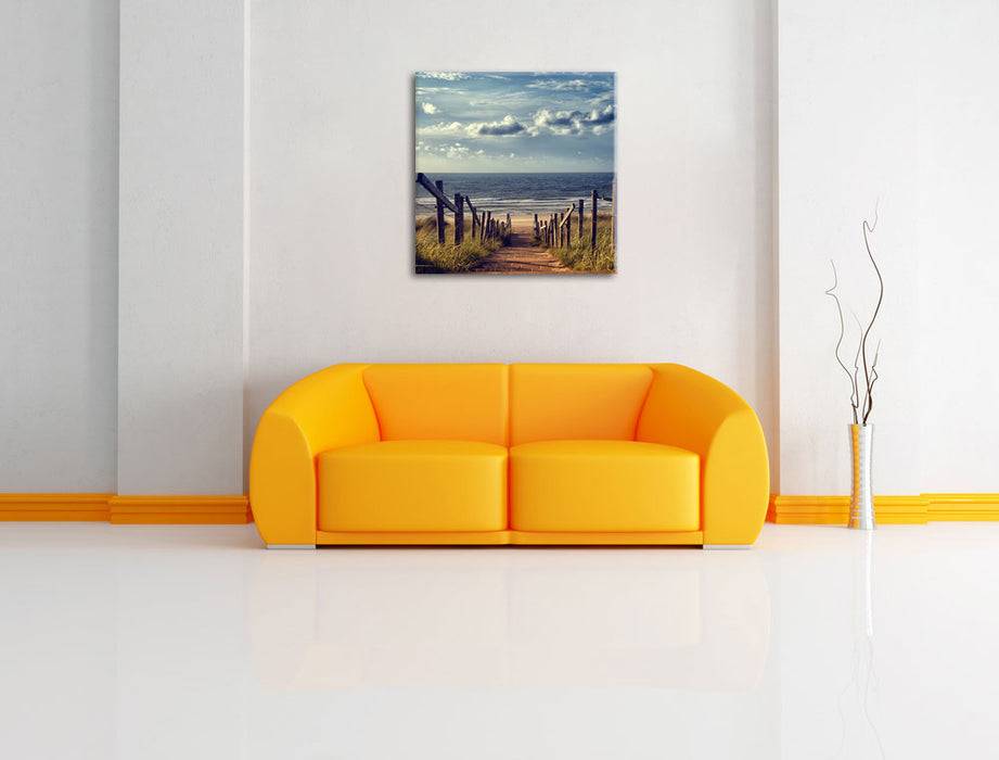 Pixxprint Weg zum Strand, Leinwandbild Discount Store für neue Produkte