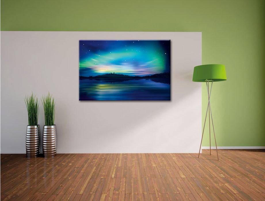 Pixxprint Finnische Polarlichter, Leinwandbild Nur noch ein Tag übrig