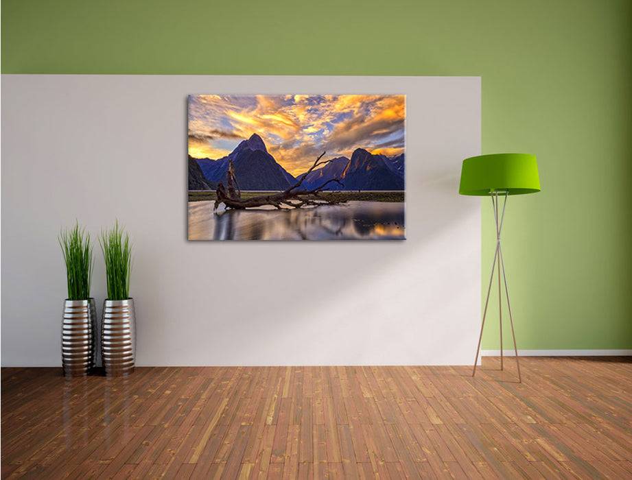 Pixxprint Baum in Berglandschaft, Leinwandbild Fabrikladen