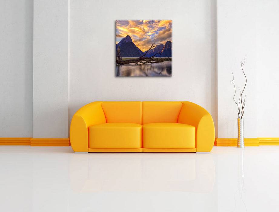 Pixxprint Baum in Berglandschaft, Leinwandbild Fabrikladen