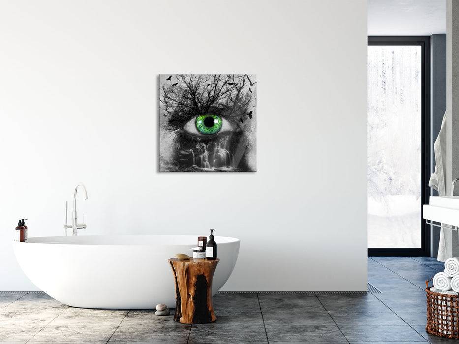 Pixxprint Auge verbunden mit schöner Natur, Glasbild Quadratisch Speichern exportieren
