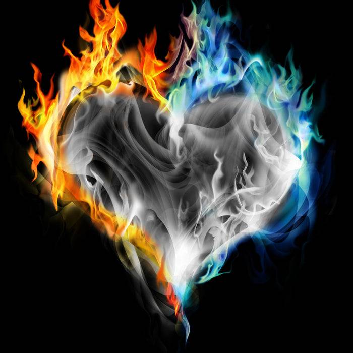 Pixxprint Herz aus Feuer und Wasser, Glasbild Quadratisch Verkauf