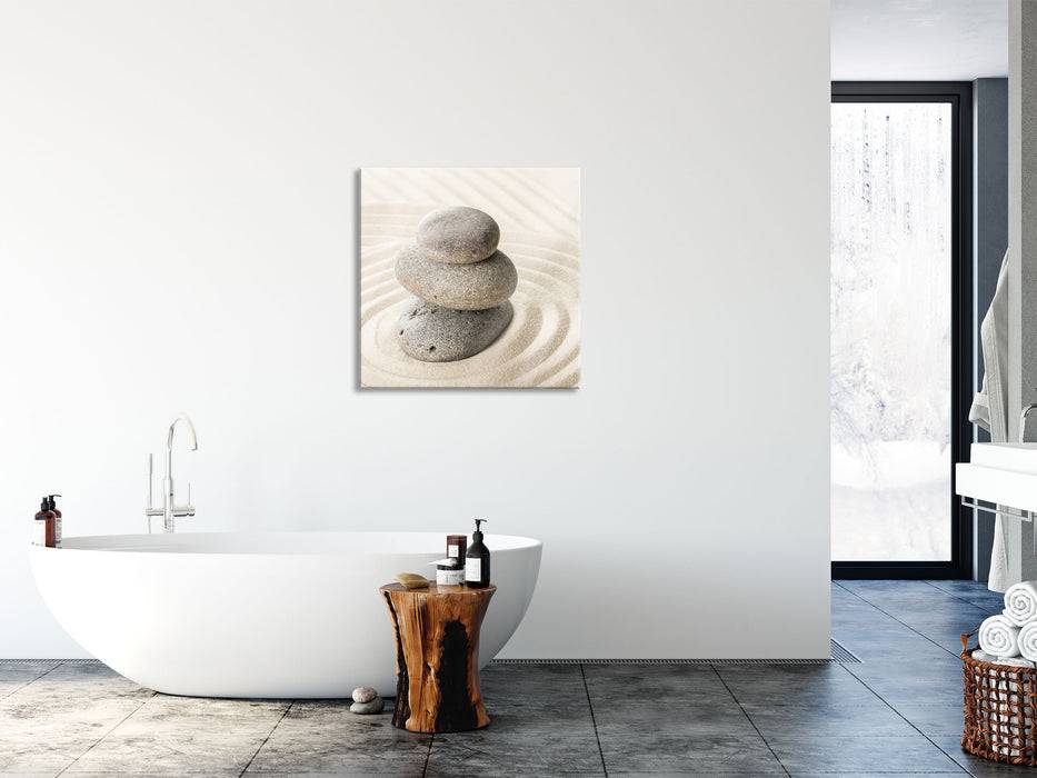 Pixxprint Steine in Sand mit Muster, Glasbild Quadratisch Hotsell