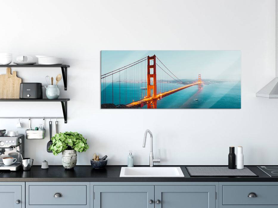 Pixxprint Golden Gate Bridge in der Abenddämmerung, Glasbild Panorama Meist gekauft