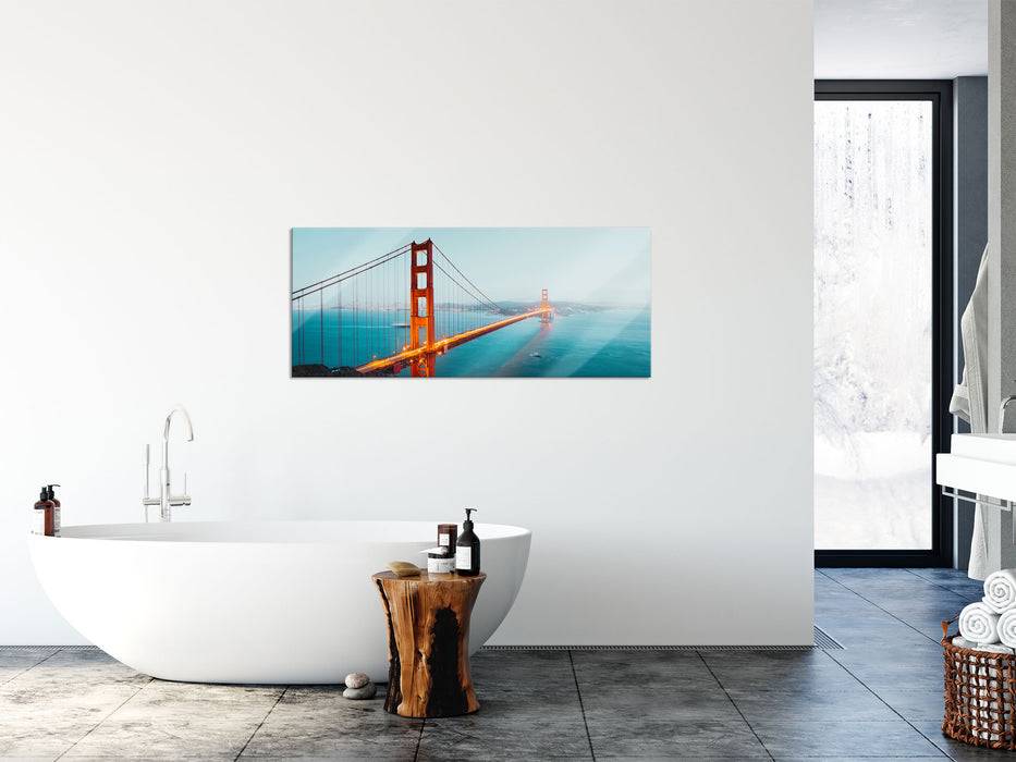 Pixxprint Golden Gate Bridge in der Abenddämmerung, Glasbild Panorama Meist gekauft