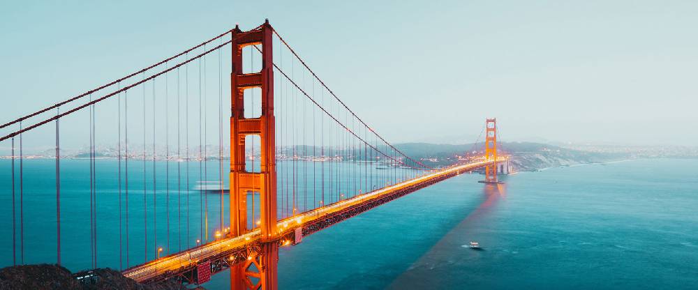 Pixxprint Golden Gate Bridge in der Abenddämmerung, Glasbild Panorama Meist gekauft