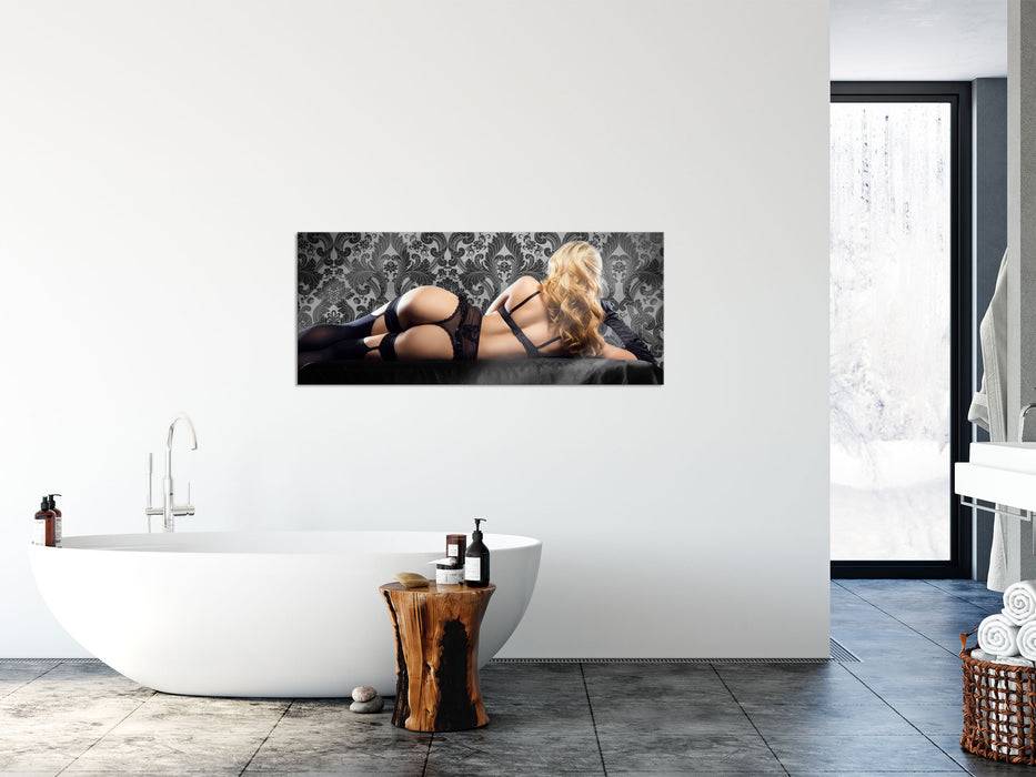 Pixxprint schöne Frau in sexy Dessous, Glasbild Panorama Blitzverkäufe