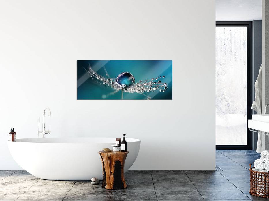 Pixxprint Wassertropfen auf einer Pusteblume, Glasbild Panorama Sonderangebot