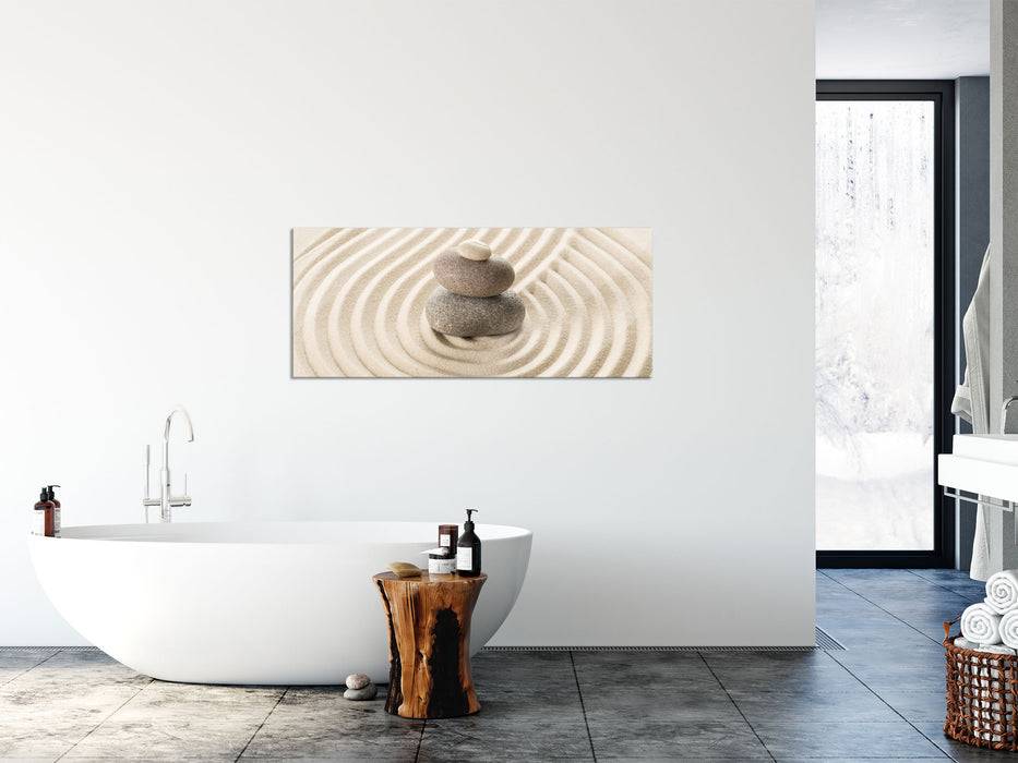 Pixxprint Steinmuster im Sand, Glasbild Panorama Rabatt