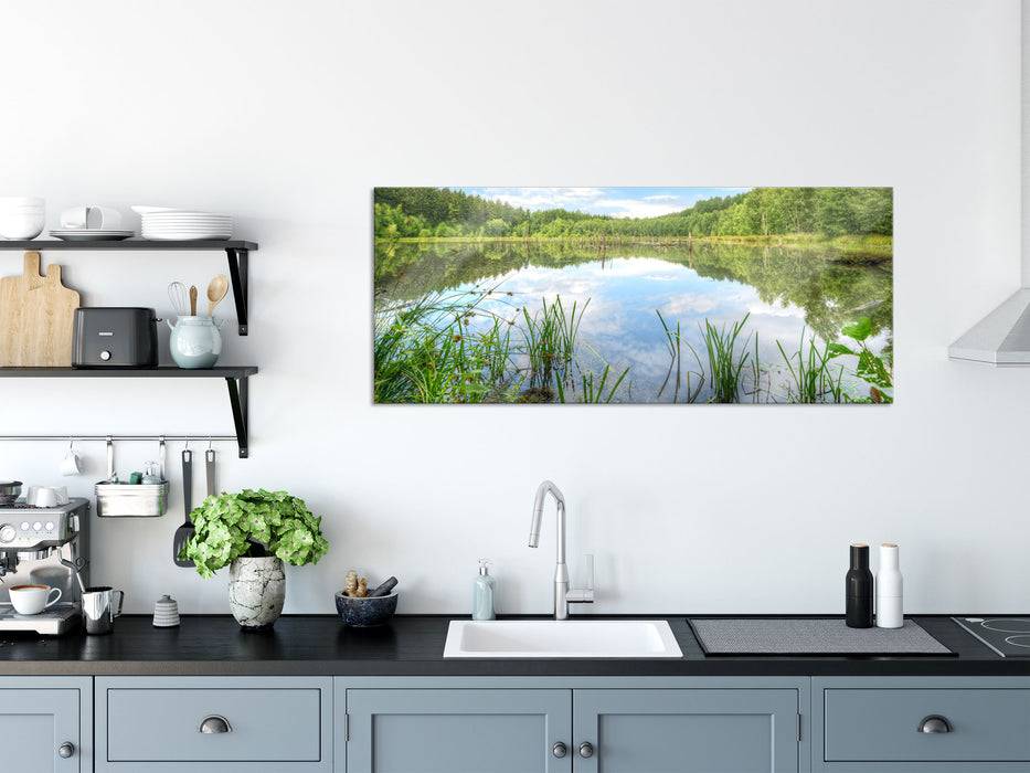 Pixxprint Waldsee Nachmittagstraum, Glasbild Panorama Flash Sale