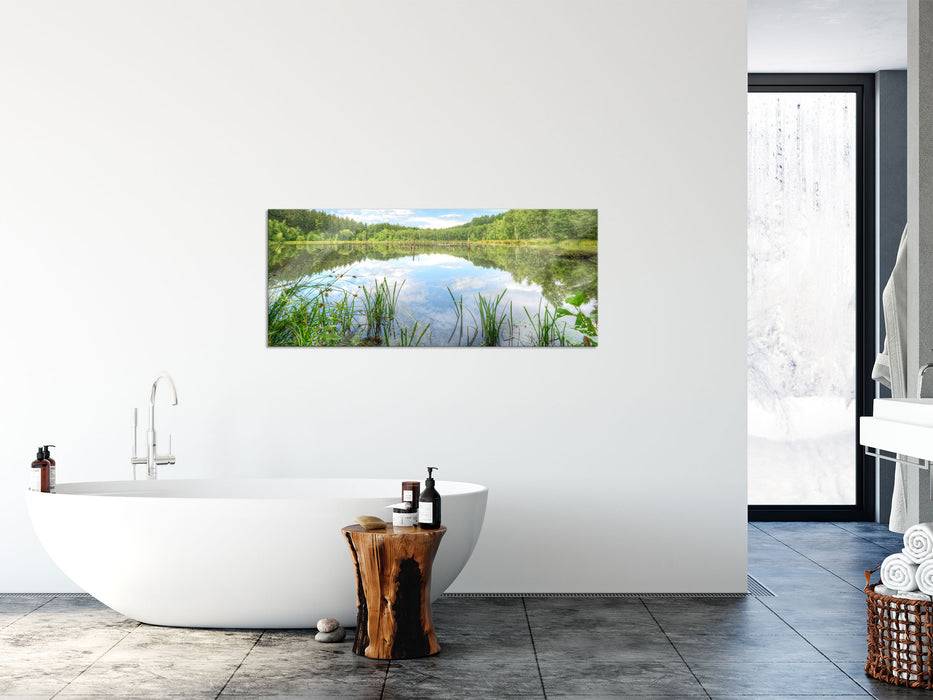 Pixxprint Waldsee Nachmittagstraum, Glasbild Panorama Flash Sale