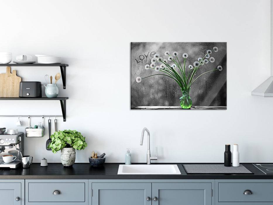 Pixxprint Pusteblumen bei Regen, Glasbild Exklusivangebot