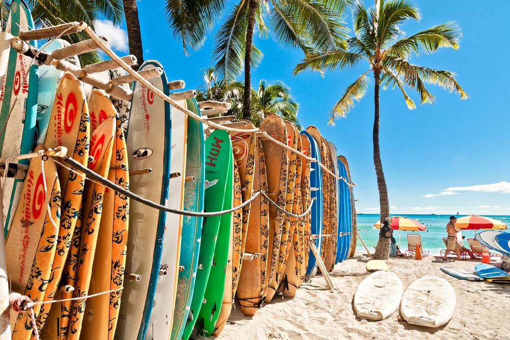 Pixxprint Surfboards am Strand, Glasbild Weihnachtsangebot