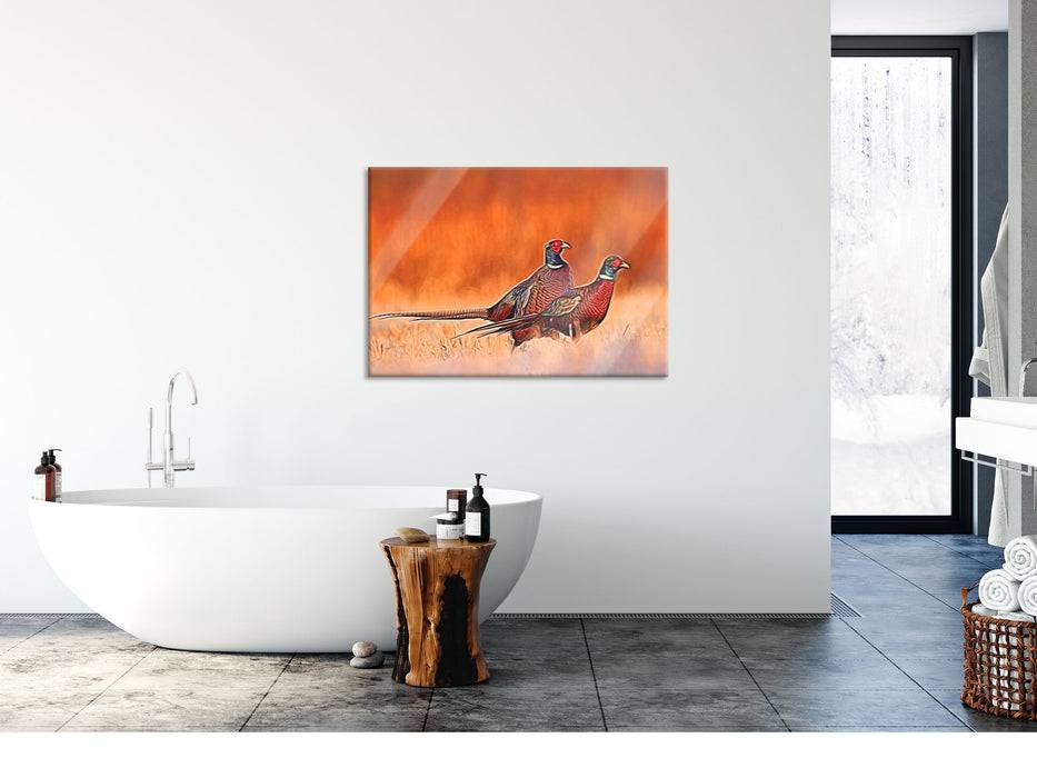 Pixxprint Elegante Fasane, Glasbild Zeitlich begrenztes Angebot