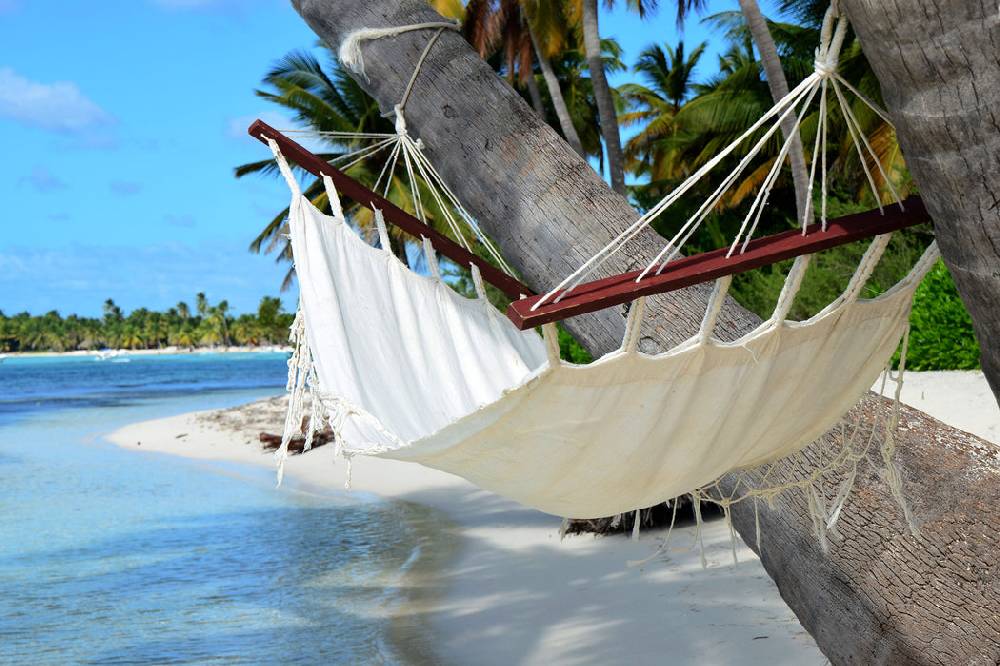 Pixxprint Gemütliche Hängematte am Strand, Glasbild Exklusive Angebote