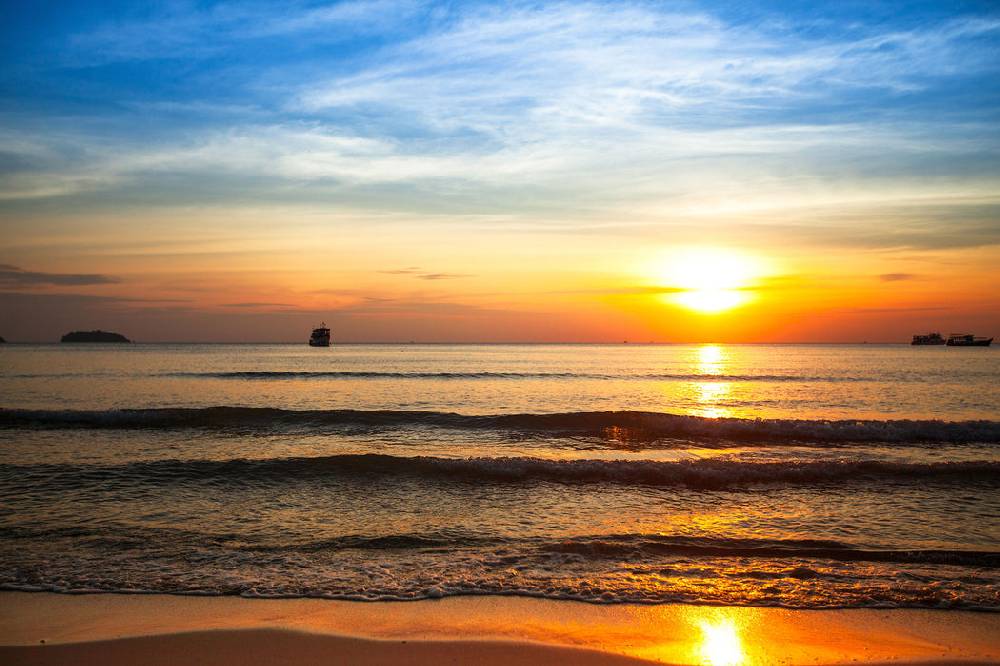 Pixxprint Strand Sonnenuntergang wunderschön, Glasbild Blitzangebot
