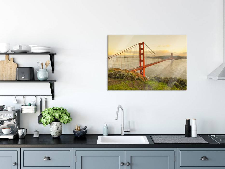 Pixxprint Prächtige Golden Gate Bridge, Glasbild Tägliche Deals