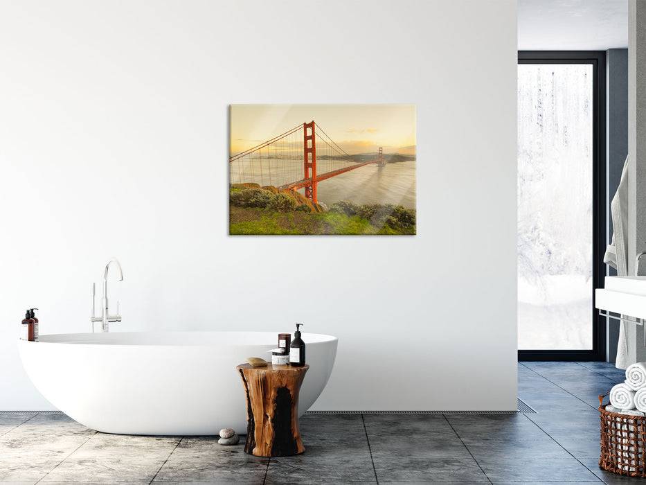 Pixxprint Prächtige Golden Gate Bridge, Glasbild Tägliche Deals
