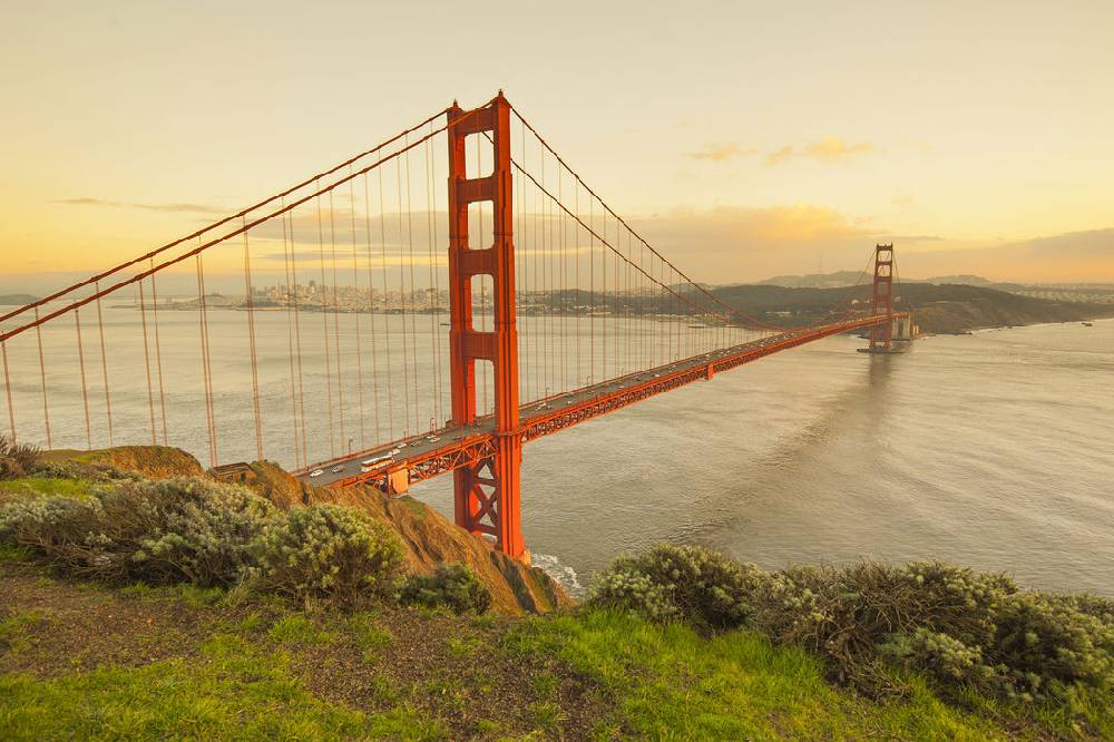 Pixxprint Prächtige Golden Gate Bridge, Glasbild Tägliche Deals