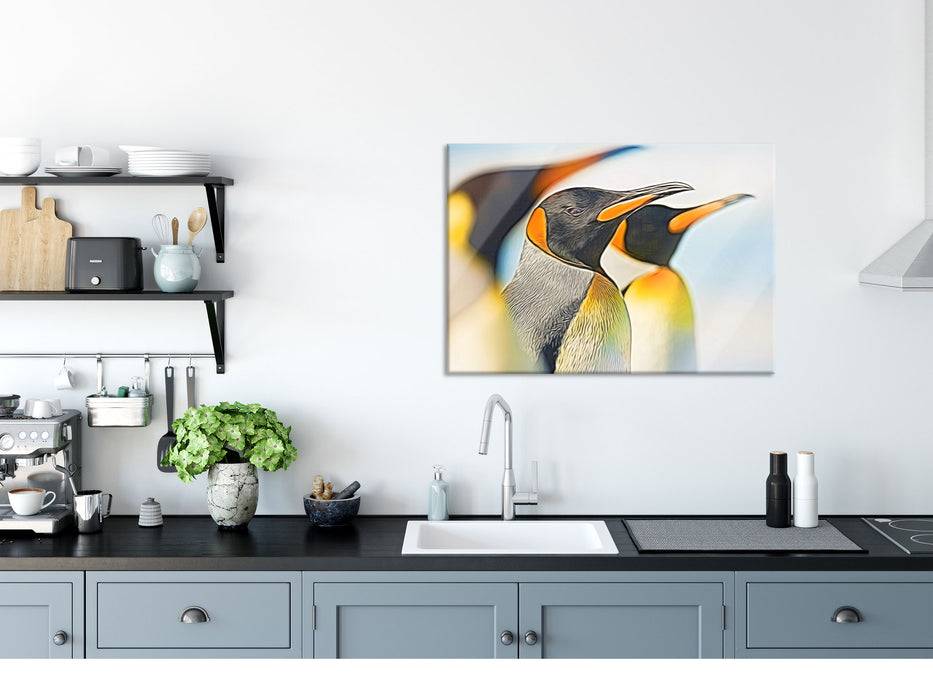 Pixxprint Majestätisch Kaiserpinguine, Glasbild Tiefpreis