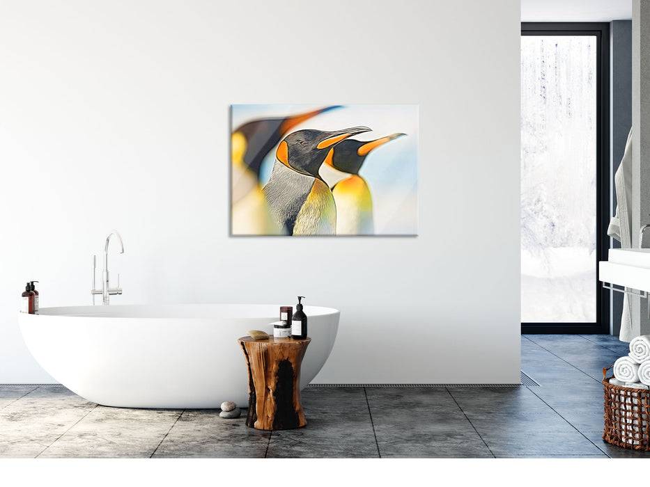 Pixxprint Majestätisch Kaiserpinguine, Glasbild Tiefpreis