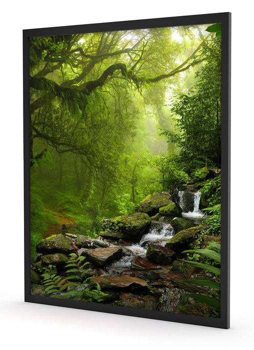 Pixxprint Kleinder Wasserfall im Dschungel, Poster mit Bilderrahmen Begrenzt auf 3 Tage