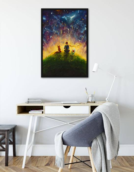 Pixxprint Ölgemälde "Der kleine Prinz", Poster mit Bilderrahmen Speichern exportieren