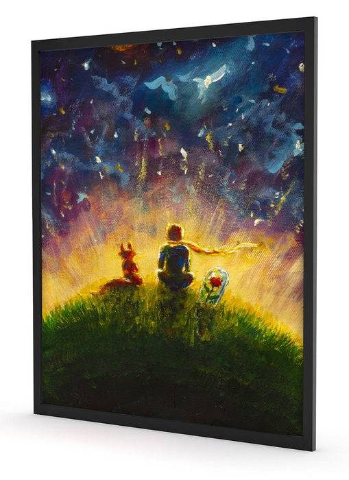 Pixxprint Ölgemälde "Der kleine Prinz", Poster mit Bilderrahmen Speichern exportieren