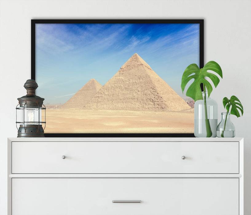 Pixxprint Beeindruckende Pyramiden von Gizeh, Poster mit Bilderrahmen Günstig kaufen