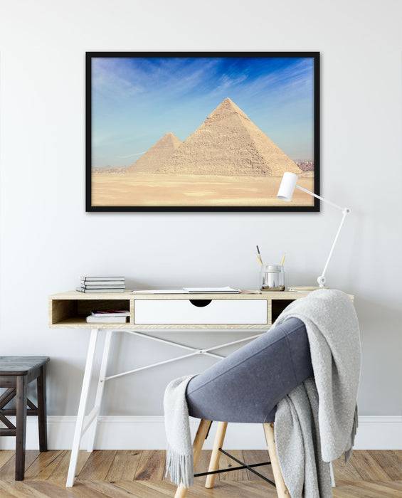 Pixxprint Beeindruckende Pyramiden von Gizeh, Poster mit Bilderrahmen Günstig kaufen