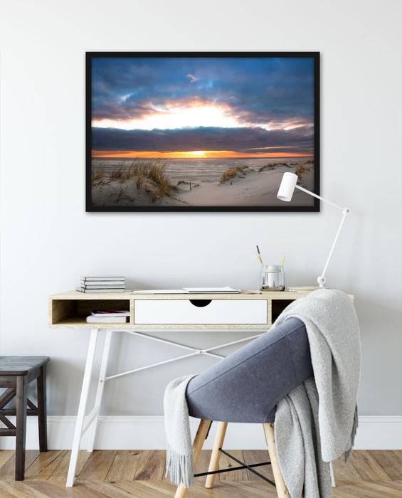 Pixxprint Sanddüne an der Nordsee, Poster mit Bilderrahmen Versandkostenfrei