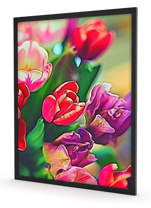 Pixxprint Farbenfroher Tulpenstrauß, Poster mit Bilderrahmen Flash Sale