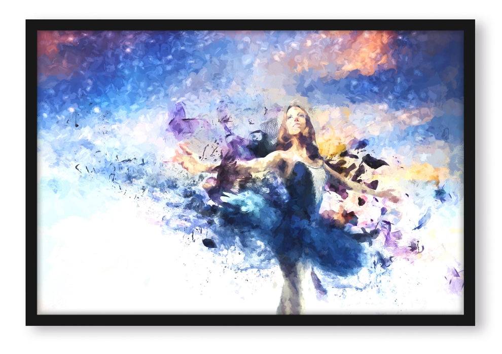 Pixxprint tanzende Ballerina, Poster mit Bilderrahmen