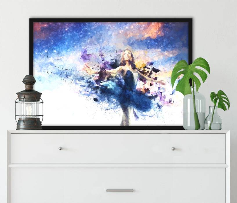 Pixxprint tanzende Ballerina, Poster mit Bilderrahmen Begrenztes Angebot