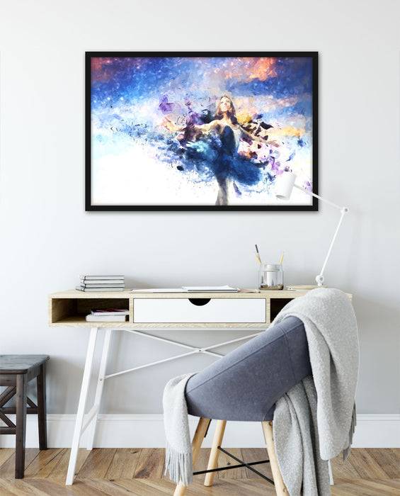 Pixxprint tanzende Ballerina, Poster mit Bilderrahmen Begrenztes Angebot