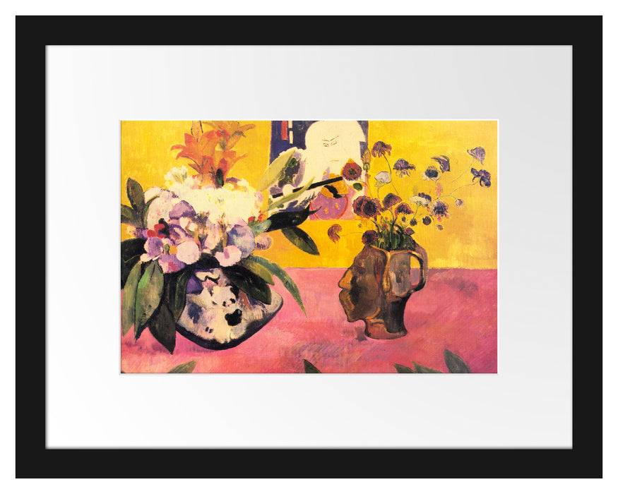 Pixxprint Paul Gauguin - Stillleben mit japanischer Grafik , im Galerie-Passepartout Bilderrahmen