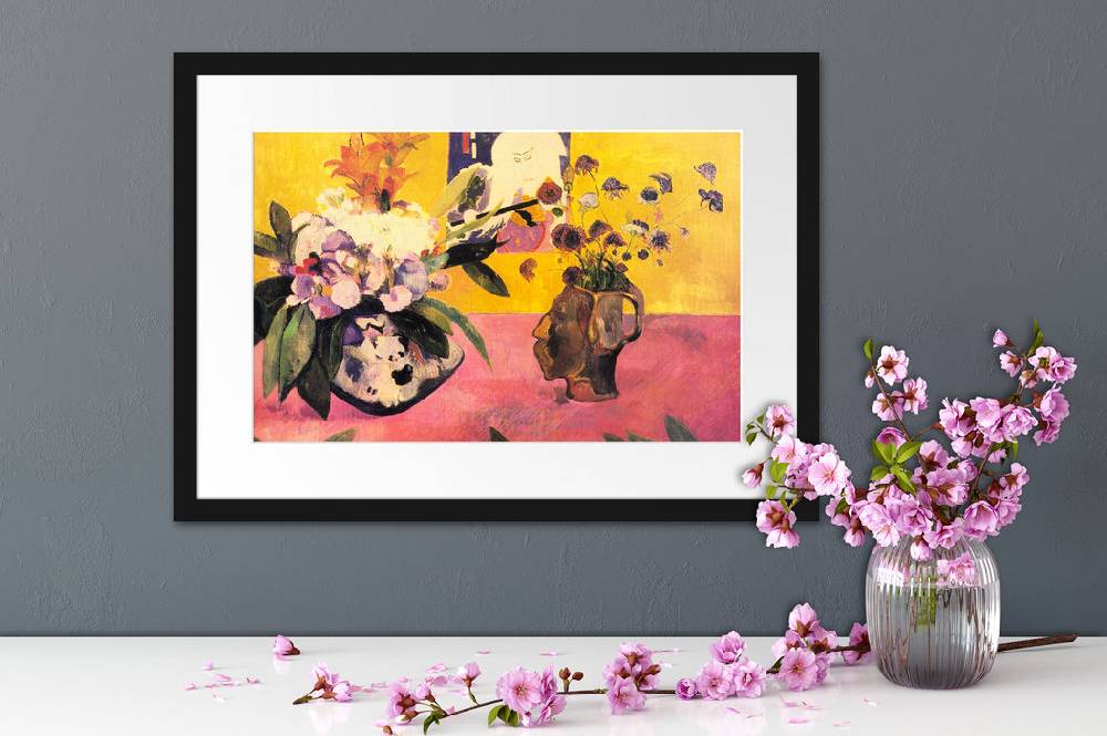 Pixxprint Paul Gauguin - Stillleben mit japanischer Grafik , im Galerie-Passepartout Bilderrahmen Online Shopping
