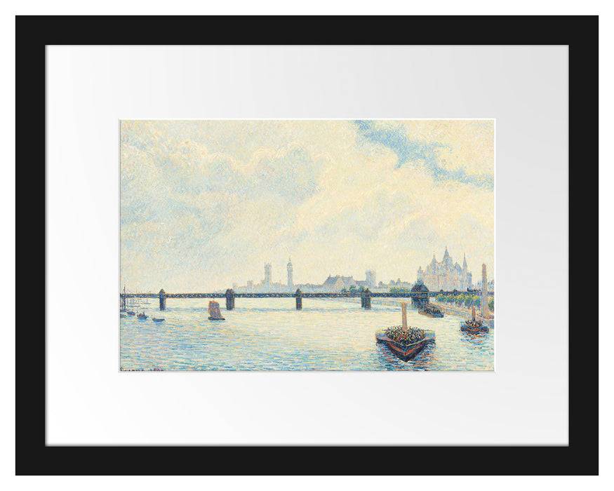Pixxprint Camille Pissarro - Charing Cross Bridge London , im Galerie-Passepartout Bilderrahmen