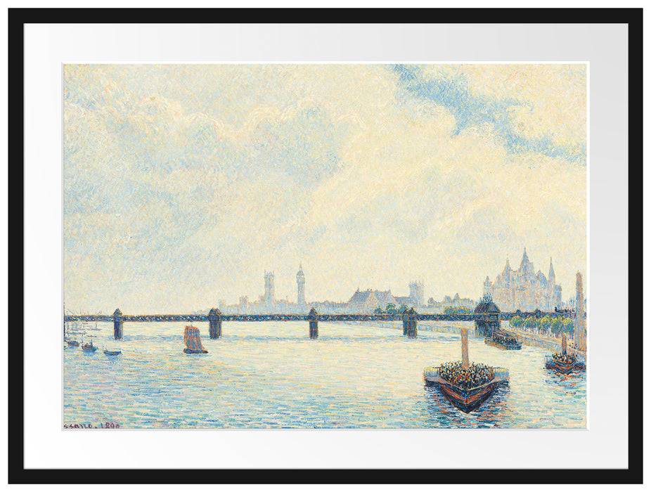 Pixxprint Camille Pissarro - Charing Cross Bridge London , im Galerie-Passepartout Bilderrahmen Exklusivangebot