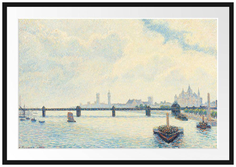 Pixxprint Camille Pissarro - Charing Cross Bridge London , im Galerie-Passepartout Bilderrahmen Exklusivangebot