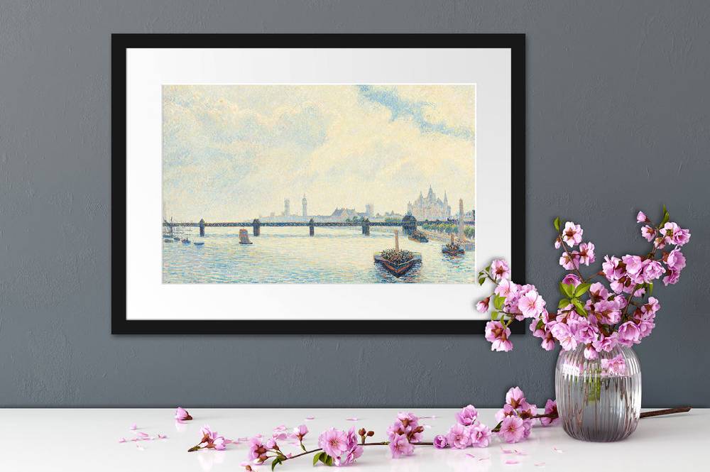 Pixxprint Camille Pissarro - Charing Cross Bridge London , im Galerie-Passepartout Bilderrahmen Exklusivangebot