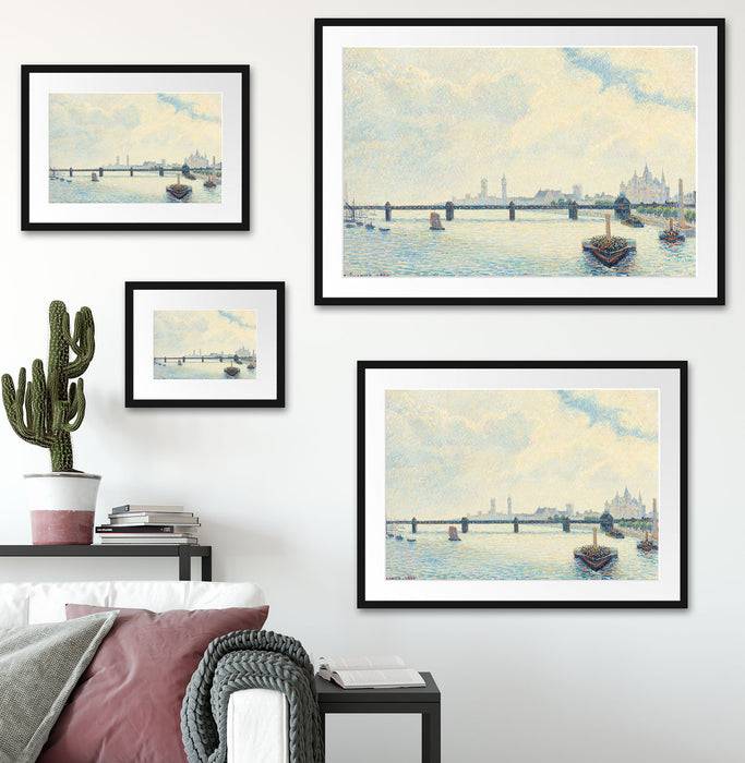 Pixxprint Camille Pissarro - Charing Cross Bridge London , im Galerie-Passepartout Bilderrahmen Exklusivangebot